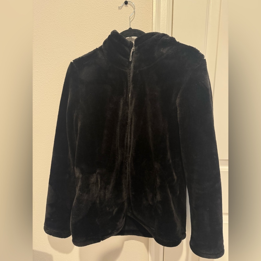 Plush Fleece Zip Jacket | Black | Size M | Ultra Soft